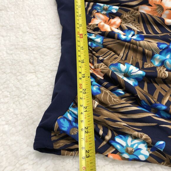 Lands End Womens 20W Tankini Swim Top Blue Floral Bandeau Padded Built-In-Bra - Picture 10 of 10